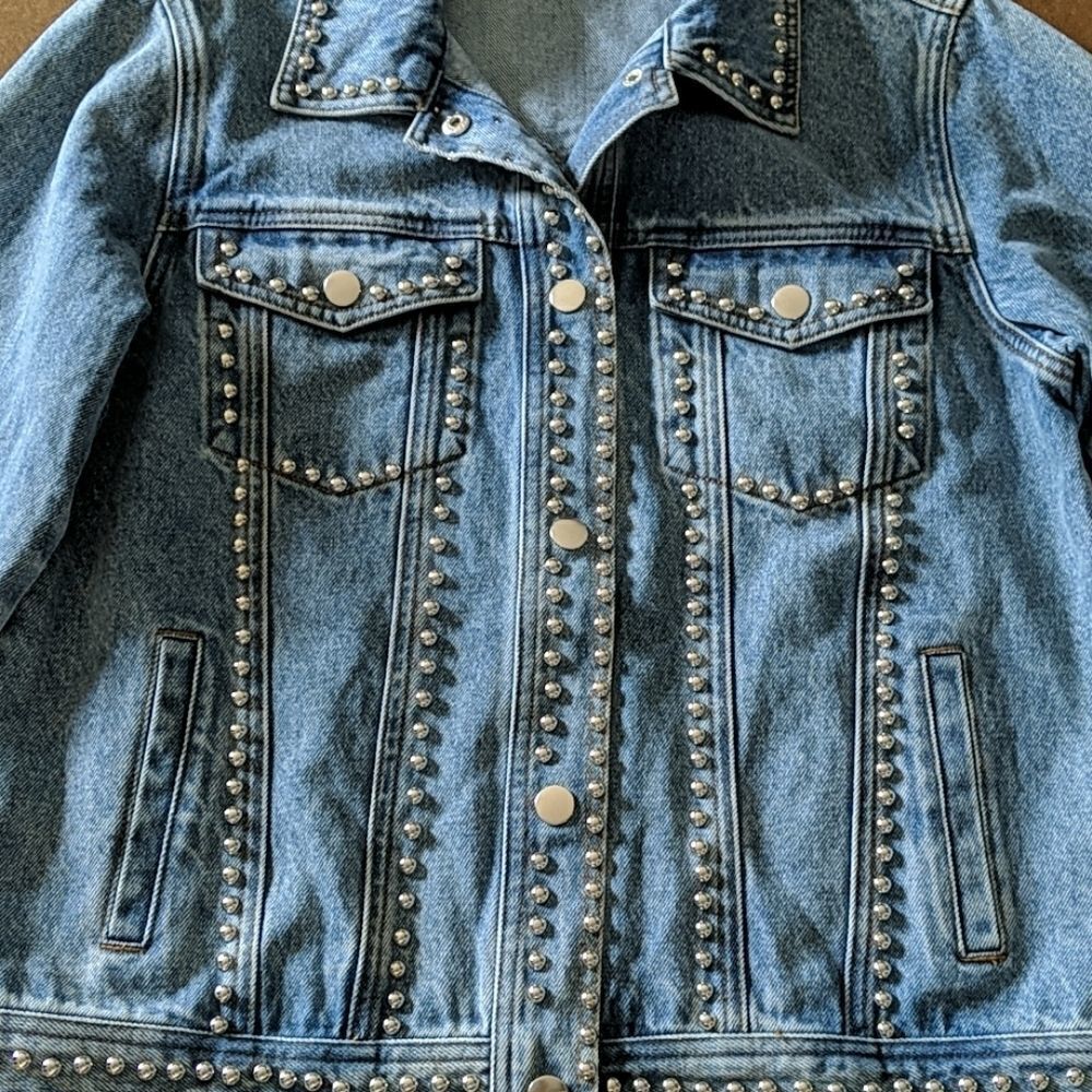 Denim silver studded jean jacket - Picture 4 of 9